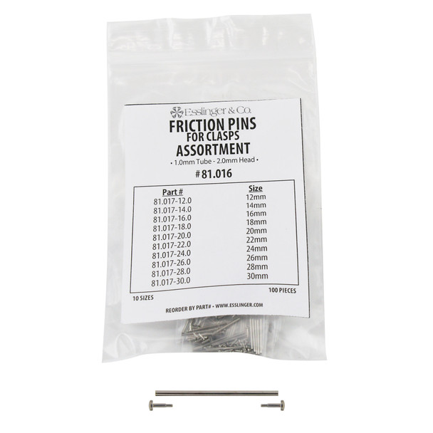 Complete Watch Band Friction Pin Assortment All Sizes for Tri-Fold Safety Clasps with 2.0mm Heads