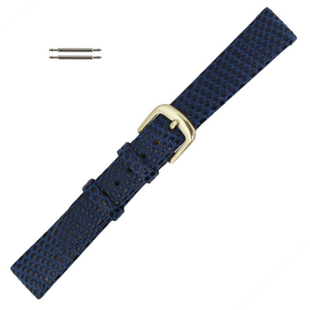 Blue Leather Watch Band 12MM Lizard Grain