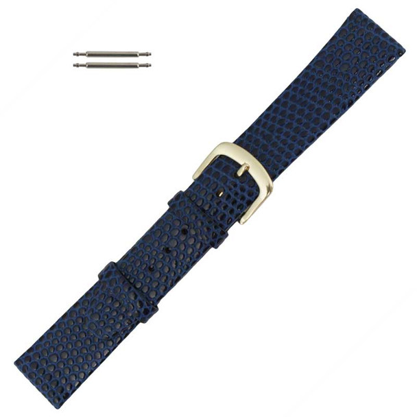 Blue Leather Watch Band 16MM Lizard Grain