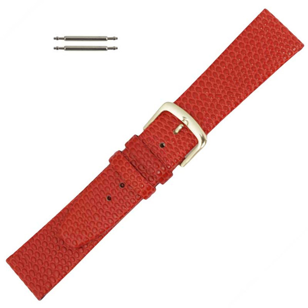 Red Leather Watch Band 20MM Lizard Grain