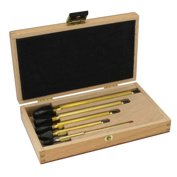 Horotec 5 Piece Brass Pin Vise Set in Wood Box