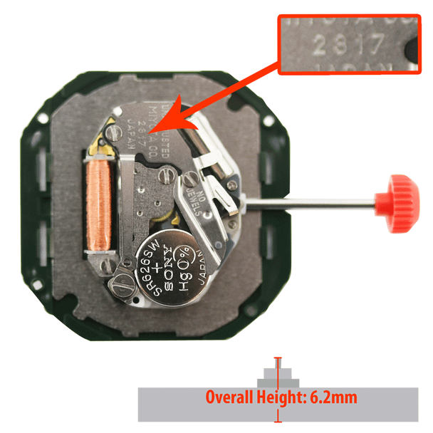 Miyota/Citizen LTD Quartz Watch Movement 2317 Overall Height 6.2mm