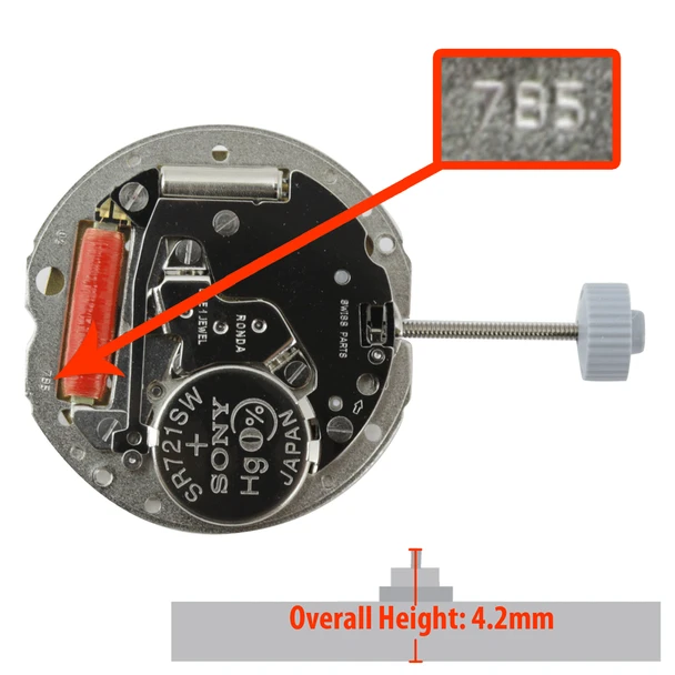 Harley Ronda 3 Hand Quartz Watch Movement HQ785.2 Date at 3:00 Overall Height 4.2mm