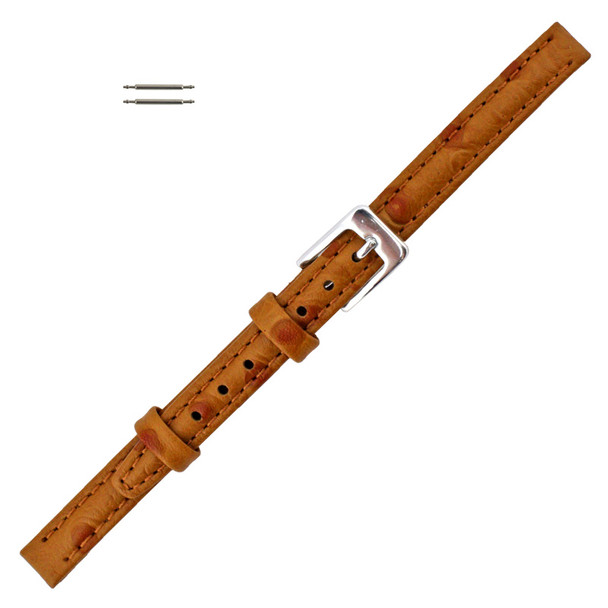 Ostrich Grain 8mm Tan Leather Watch Strap