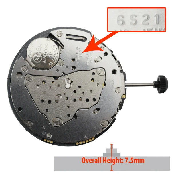 Miyota/Citizen LTD Quartz Chronograph Watch Movement 6S21 Date At 4:30 Overall Height 7.5mm