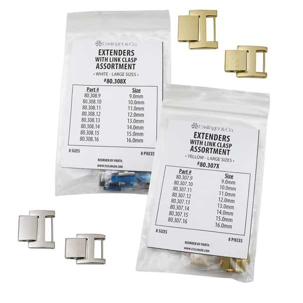 Watch Band Bracelet Extenders With Fold Over Link Clasp Assortment Large Sizes 8 Pieces