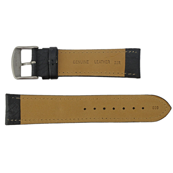Hadley Roma Black 24mm Shrunken Grain Leather Watch Strap 7 7/8 Inch Length