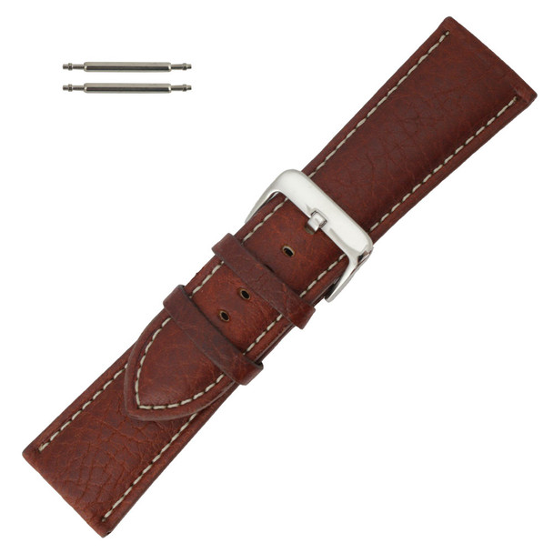 Leather Watch Band 24mm Tan Leather Buffalo Chronograph Grain 7 7/8 Inch Length