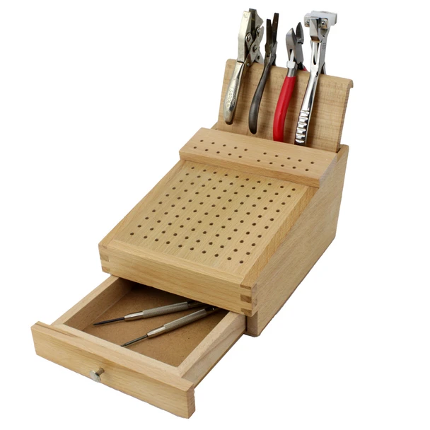 Wood Bench Tool Organizer with Drawer