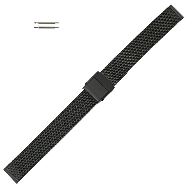 Black Color Tone Mesh Metal Watch Band 12mm 6 3/4 Inch Length