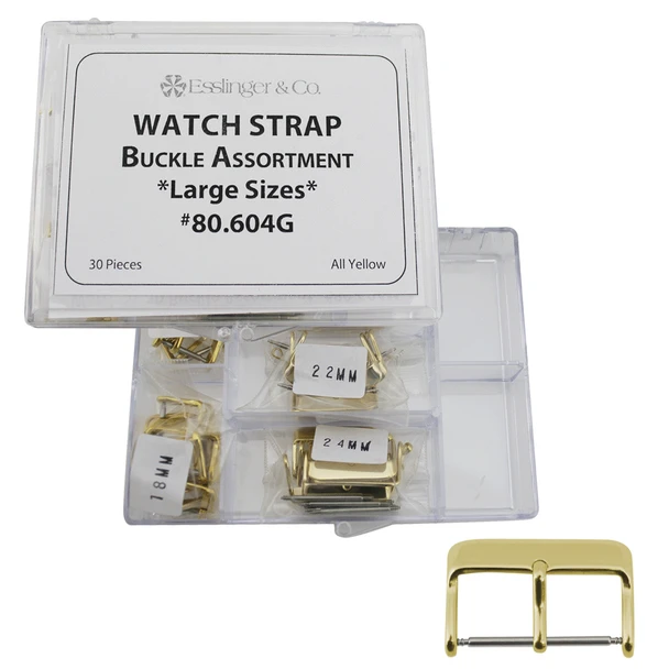 Watch Strap Buckle Assortment Large Sizes Gold Color 30 Pieces