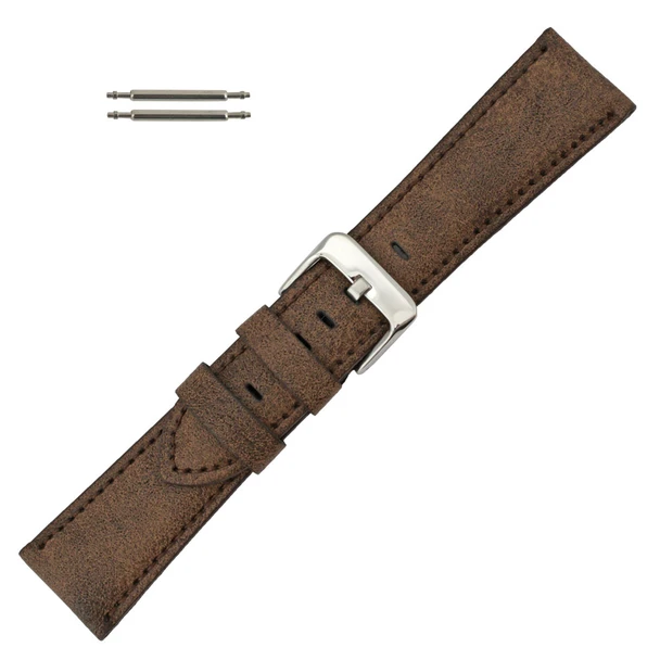 22mm Vegan Brown Microfiber Watch Band 7 3/4 Inch Length