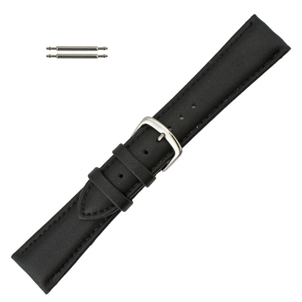 Hadley Roma 20mm Vegan Black Microfiber Watch Band 6 3/4 Inch Length