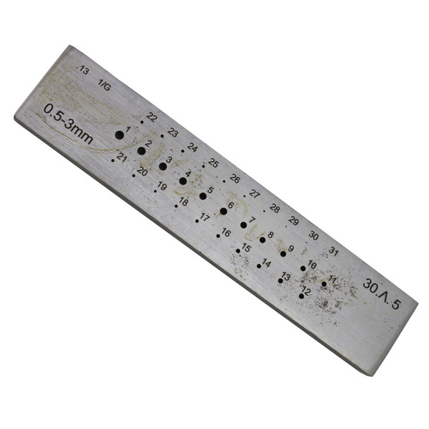 31 Hole Round Steel Drawplate Economy 0.5 mm to 3.0 mm
