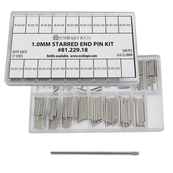 Watch Band Starred End Pressure Link Pin Assortment 1.0mm Thickness