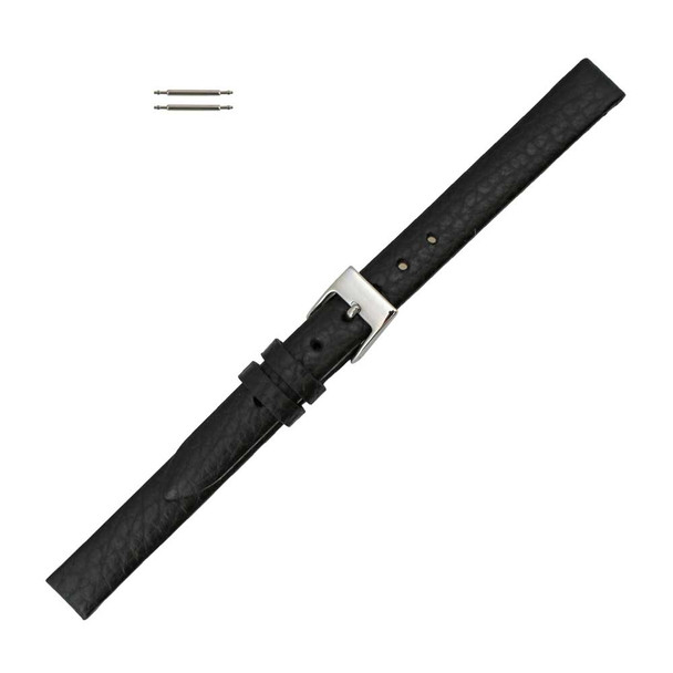 Black Calf Leather Watch Band 12mm Crushed Style 7 1/8 Inch Length