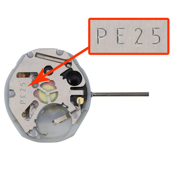 Chinese Sunon® 3 Hand Quartz Watch Movement PE25DD Day And Date at 3:00 Overall Height 4.5 mm