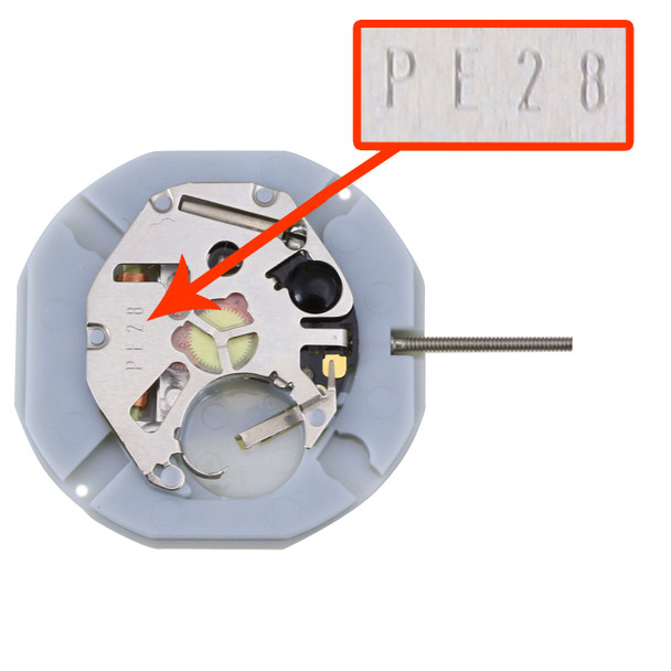 Chinese Sunon® 3 Hand Quartz Watch Movement PE28D Date At 3:00 Overall Height 4.5mm