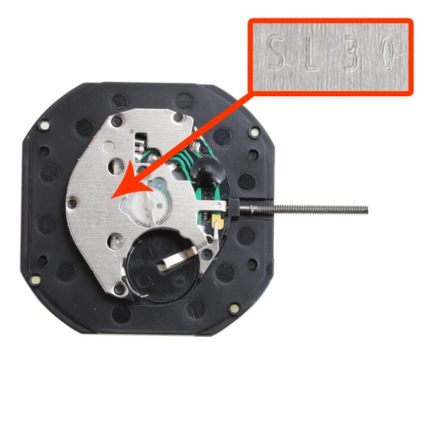 Chinese Sunon® 3 Hand Quartz Watch Movement SL30DD Date At 3:00 And Day at 12:00 Overall Height 6.0mm