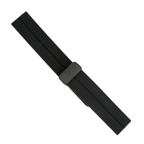 20mm Silicone Watch Band with Magnetic Clasp Black With Orange 7 5/8 Inch Length
