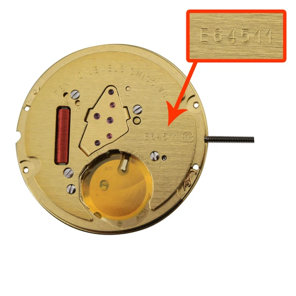 ETA® 2 Hand Quartz Watch Movement E64.511-6 Small Second at 6:00 Date At 6:00 Overall Height 3.1mm