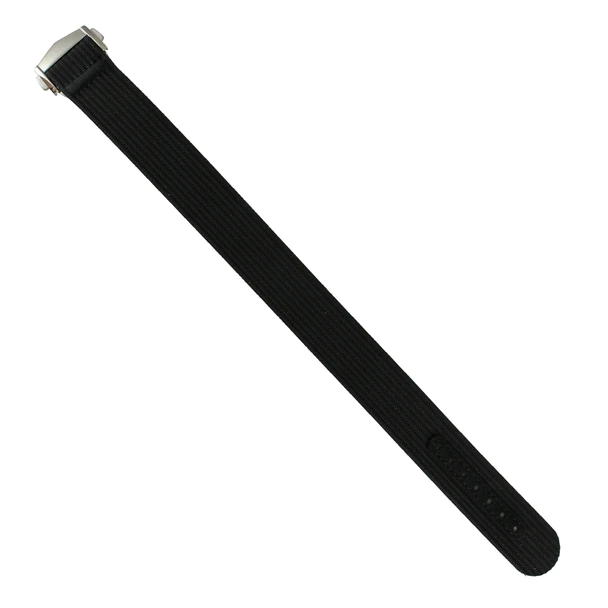 Black Ribbed Nylon Watch Band with Deployant Clasp 18mm Strap 9 14/16 Inch Length