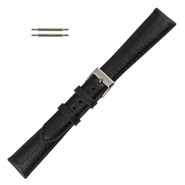 Black 18mm Soft Padded Leather Watch Strap  7 7/8 Inch Length