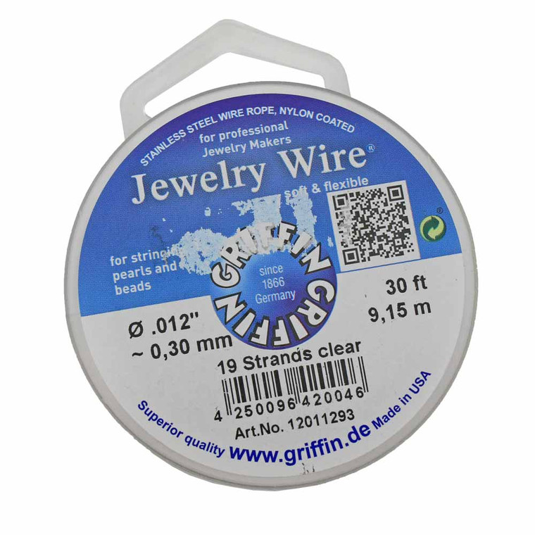 Griffin Jewelry Wire Clear .012 Inch Diameter 30 Foot Spool