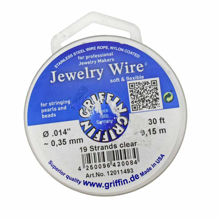 Griffin Jewelry Wire Clear .014 Inch Diameter 30 Foot Spool 