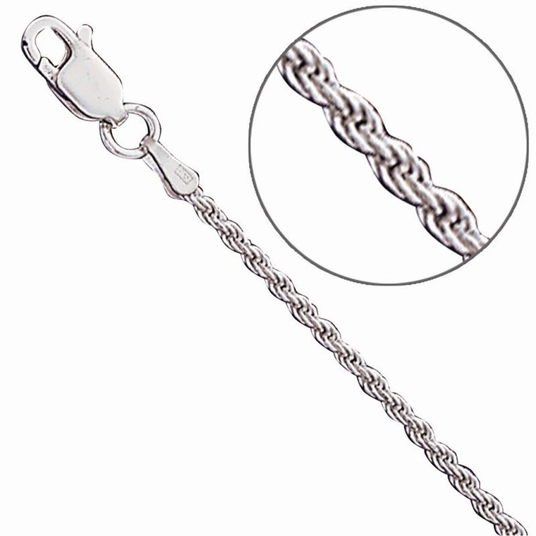 Sterling Silver, 1.5mm Diamond Cut Rope Chain