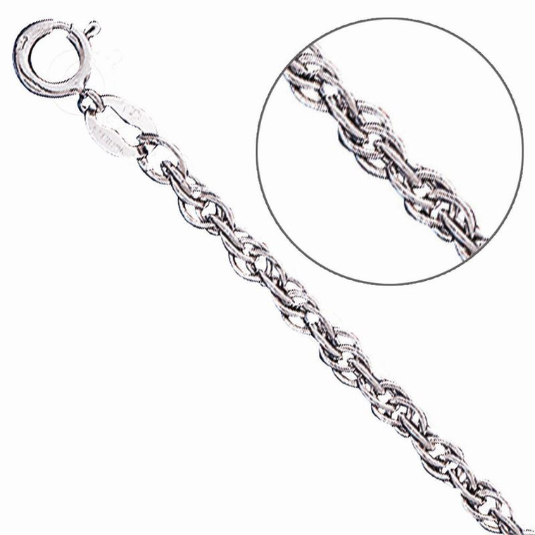 Sterling Silver, Replacement Rope Chain, 2.5mm