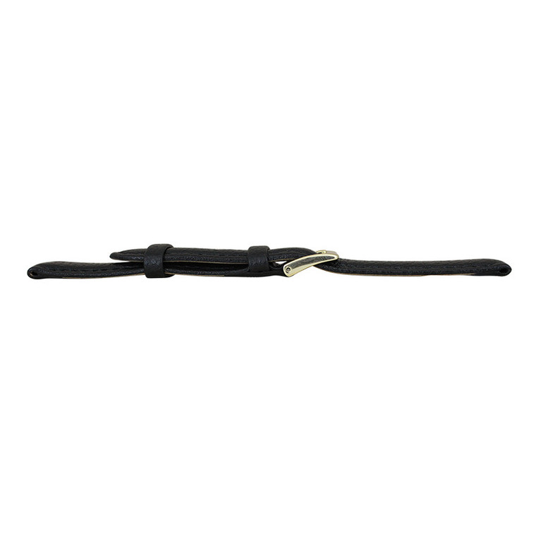 16mm Leather Watch Band Black Polished Calf 7 1/2 Inch Length