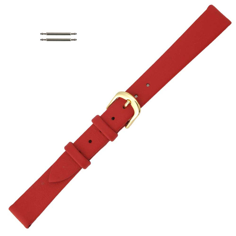 12mm Red Leather Watch Band Smooth Calf 6 1/2 Inch Length