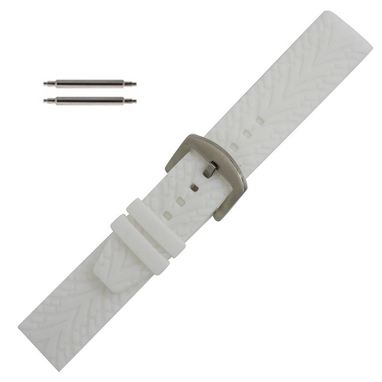 22mm white silicone rubber jelly sport watch band