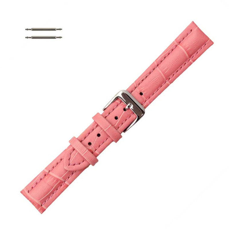 22mm pink alligator-grain leather watch band with padding