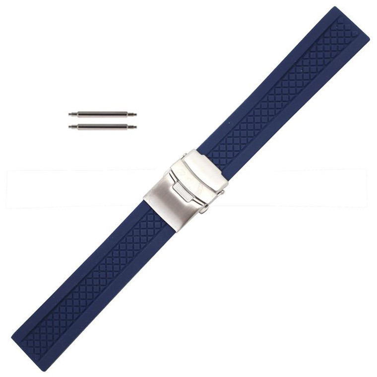 Silicone Watch Band Navy Blue 20mm Sport Watch Band Rubber Jelly 7 7/16 Inch Length