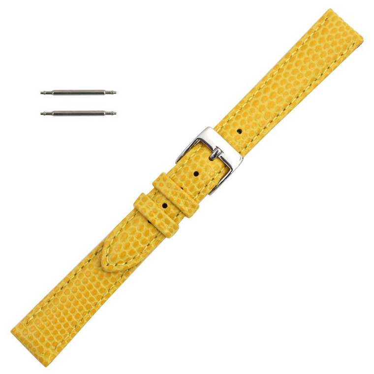 10mm Watch Band Yellow Lizard Grain Leather 6 7/8 Inch Length