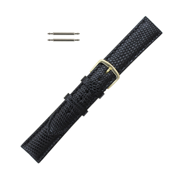 Hadley Roma Black 18mm Genuine Java Lizard Watch Band 7 7/16 Inch Length