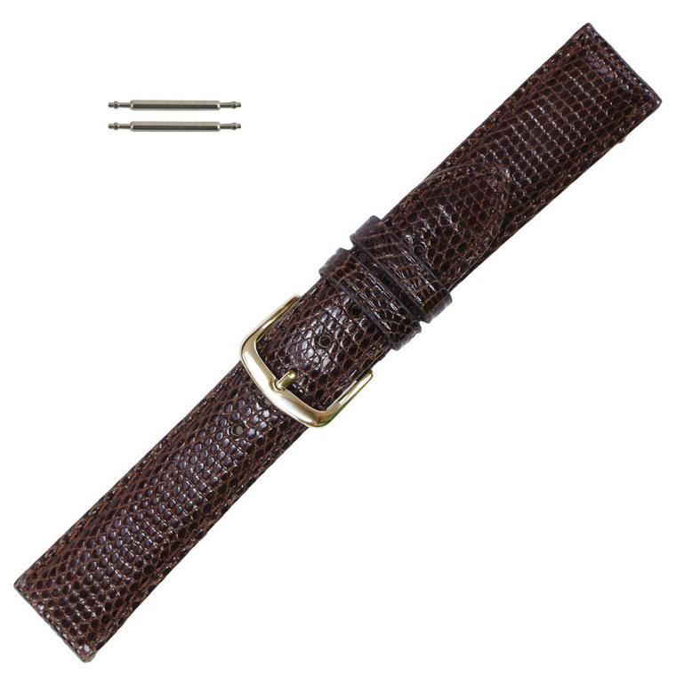 Hadley Roma Genuine Java Lizard Watch Band 18mm Brown Long