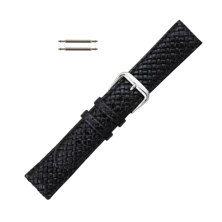 Hadley Roma Genuine Leather Black 20mm Tommy Bahama® Style Watch Band 7 7/16 Inch Length