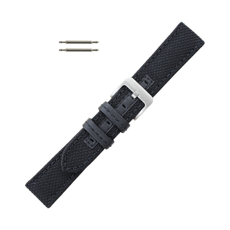 Hadley Roma Anti-Ballistic Material Watch Strap 24mm Black 7 3/4 Inch Length