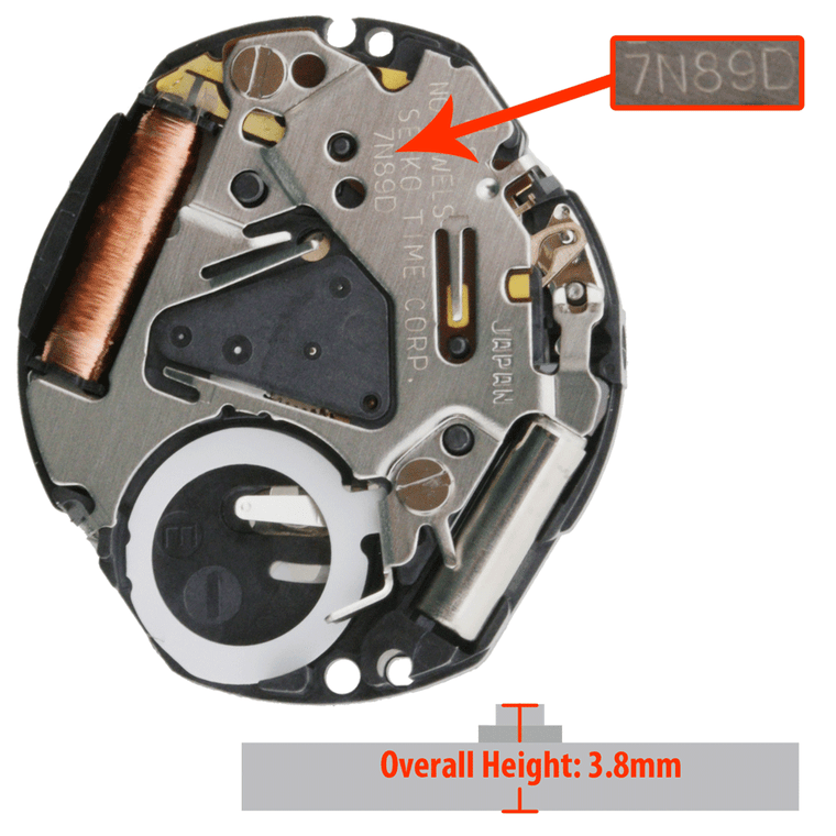 Genuine Seiko Watch Movement 7N89 Quartz Movements Overall Height 3.8mm