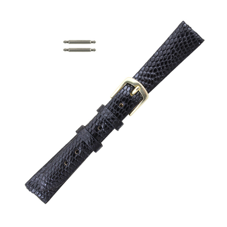 Hadley Roma 14mm Black Genuine Java Lizard Watch Strap 6 1/4 Inch Length