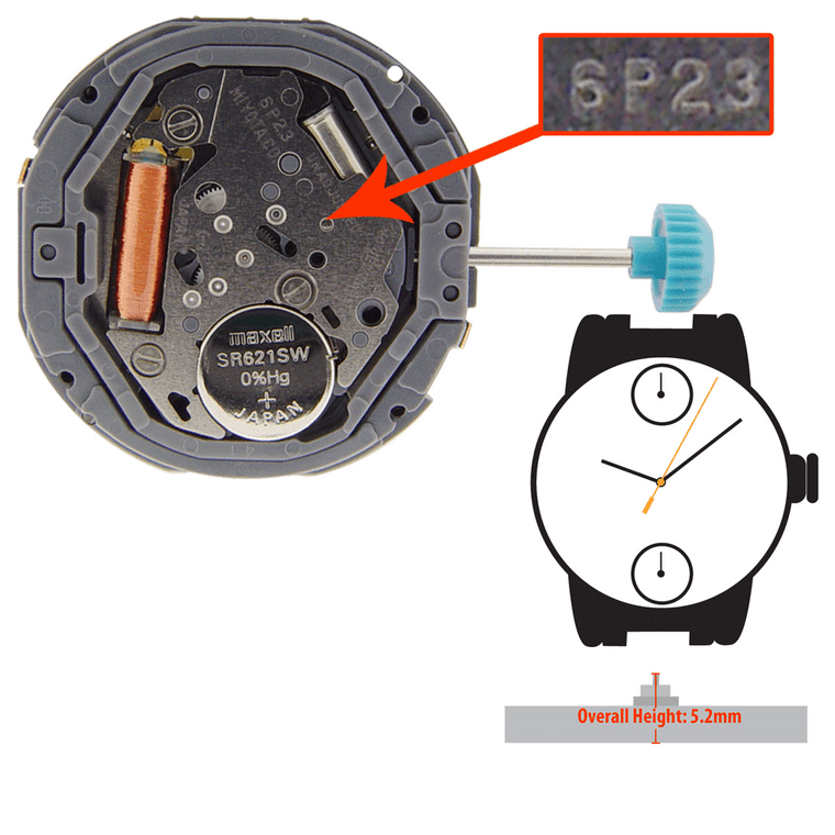 Miyota/Citizen LTD Watch Movement 6P23 Quartz Movements Overall Height 5.2mm