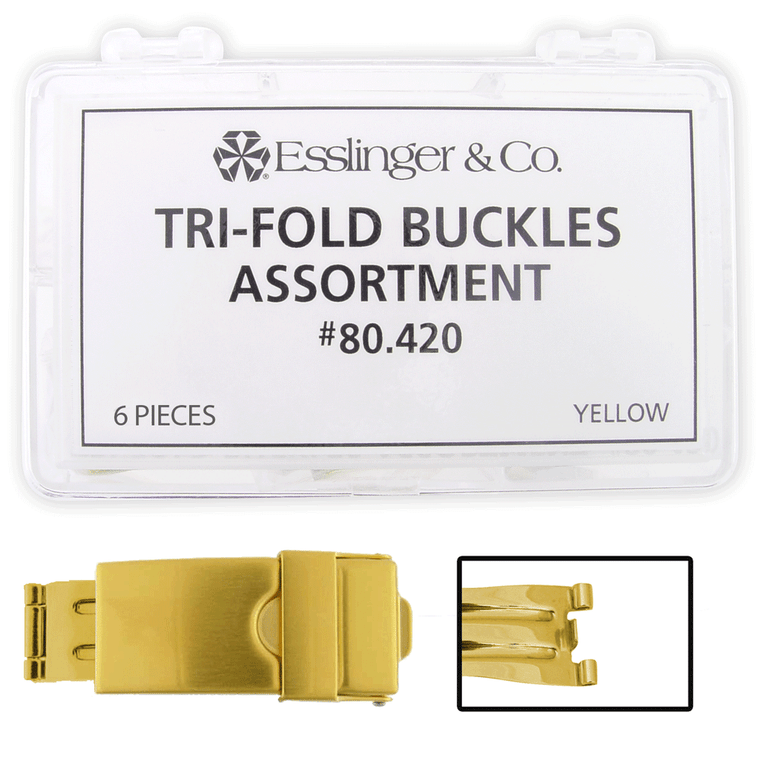 Watch Band Clasp Kit Gold Plated Tri-Fold Buckles with Security Catch Clasp Assortment (12 Pieces)