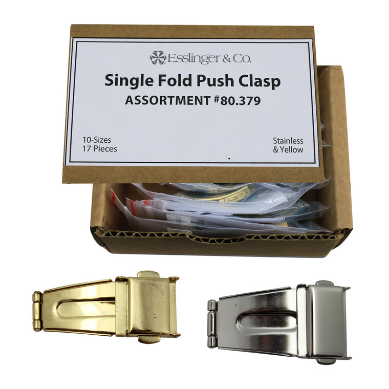Watch Band Clasp Kit Single Fold With Push Button Clasps Assortment 17 Pieces White And Yellow
