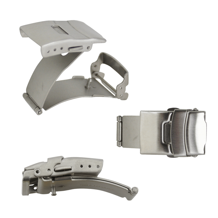 Stainless Steel Tri Fold with Push Button Clasps for Leather Bands