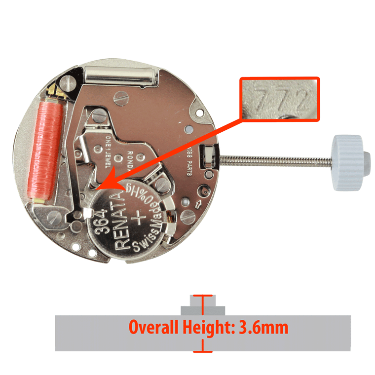 Harley Ronda 2 Hand Quartz Watch Movement HQ772 Overall Height 3.6mm