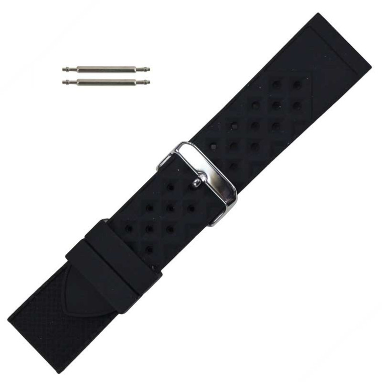 Black Silicone Watch Band 24 MM Sport Strap