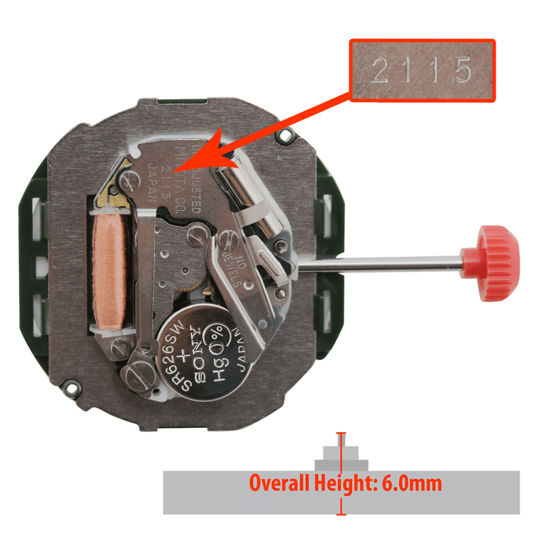 Miyota/Citizen LTD 3 Hand Quartz Watch Movement 2115-4 Date at 4:00 Overall Height 6.0mm